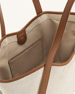 Kiana Large Capacity Tote Bag - Brown Canvas