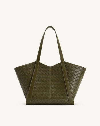 Kiana Large Capacity Weave Texture Tote Bag - Dark Olive