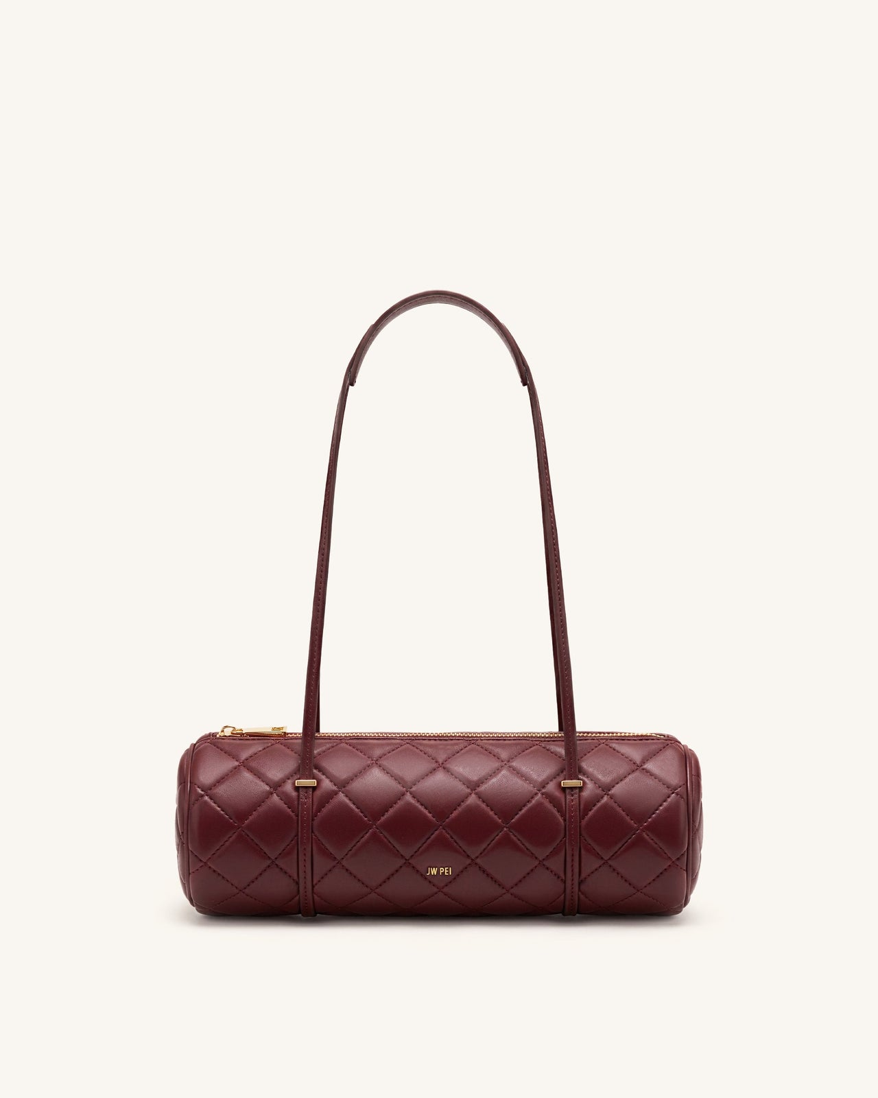 Marcella Quilted Cylinder Shoulder Bag - Burgundy
