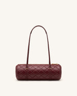 Marcella Quilted Cylinder Shoulder Bag - Burgundy
