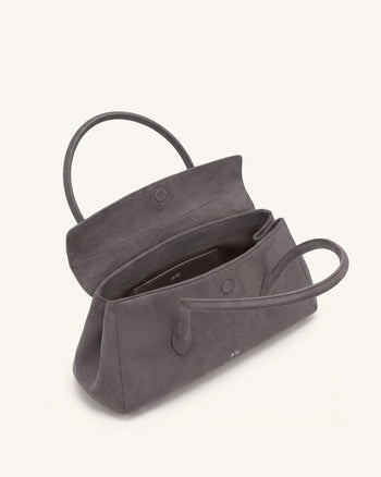 Solenne Faux Suede East-West Shoulder Bag - Taupe