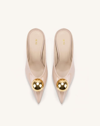 Sofia Angled Vamp Heel Mules - Dusty Pink