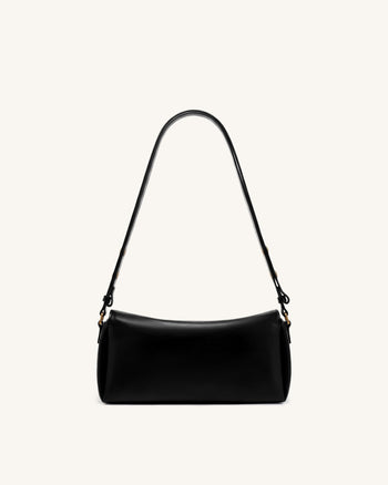 Lucia Asymmetric Flap Shoulder Bag - Black