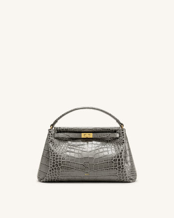 Carmen Top Handle Bag - Grey Croc