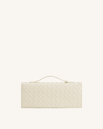 Celeste Woven Textured Envelope Top Handle Bag - Ivory