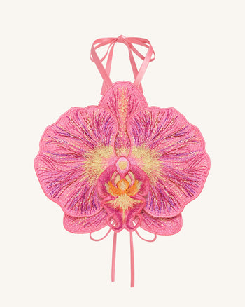 3D Orchid Halter Crop Top - Pink