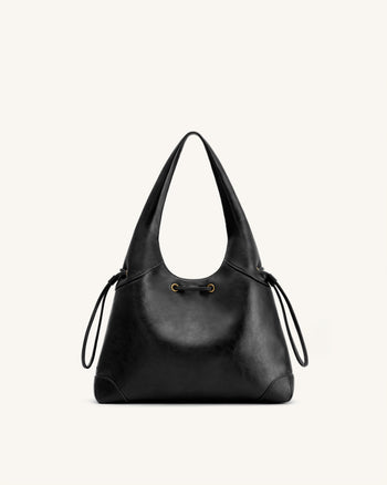 Celandra Drawstring Hobo Bag - Black