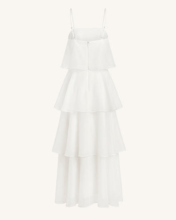 Orchid Embroidered Layered Maxi Dress - White
