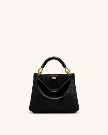 Lucia Elephant-Effect Top Handle Bag - Black