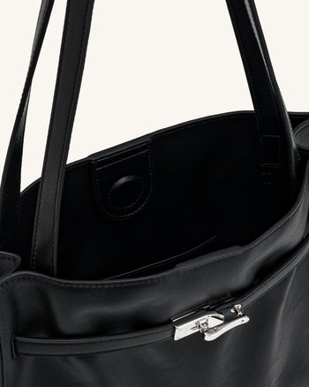 Noelle Belted Tote Bag - Black