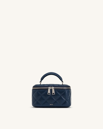 Vivienne Quilted Vanity Top Handle Bag - Navy