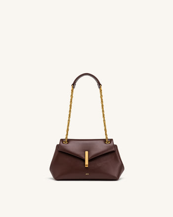 Valerie Chain Flap Shoulder Bag - Dark Brown
