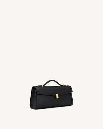 Delphine Saffiano Top Handle Bag - Black