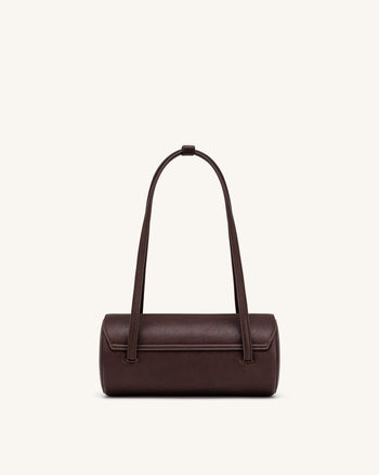 Solenne Barrel Shoulder Bag - Dark Brown