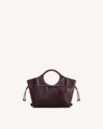 Virelle Waxed Vegan Leather Drawstring Tote Bag - Burgundy