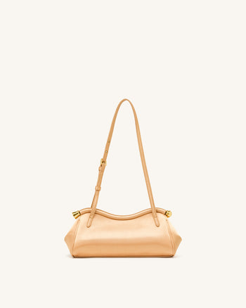 Naomi Satin Curved Shoulder Bag - Champagne Gold