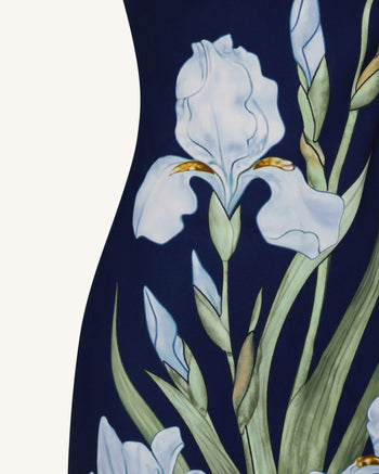 Floral Printed Mini Dress - Navy blue