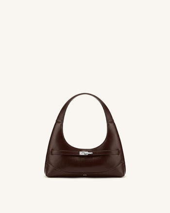 Noelle Belted Shoulder Bag - Dark Brown