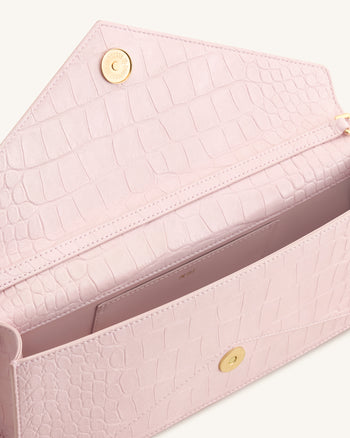 Celeste Envelope Top Handle Bag - Pink Croc