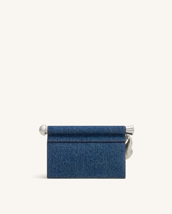 Holly Metal Pendant Embellished Clutch - Blue Denim