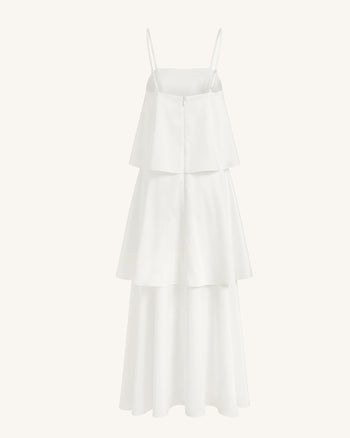 Orchid Embroidered Tiered Maxi Dress - White