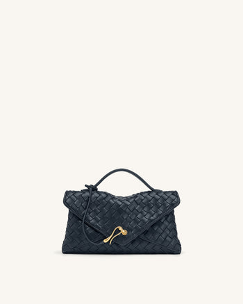 Celeste Woven Envelope Bag - Navy Blue