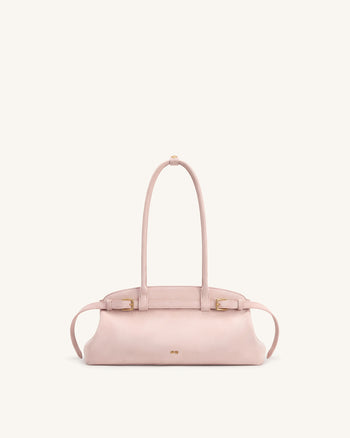 Arden Faux Suede Belt Detail East-West Shoulder Bag - Pink