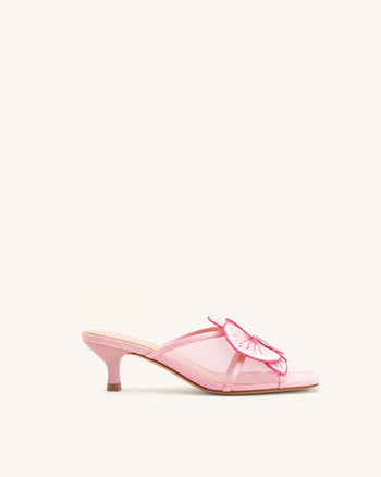 Serena Oversized Orchid Embroidered Mules - Pink