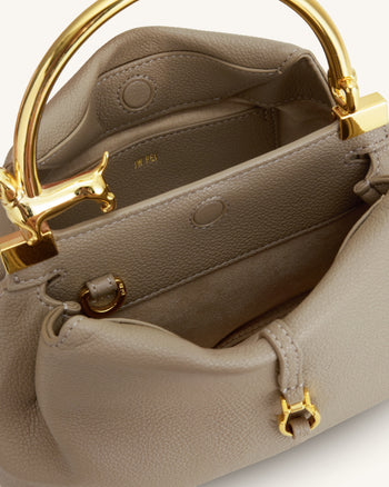 Bruna Dachshund Metal Handle Top Handle Bag - Light Brown