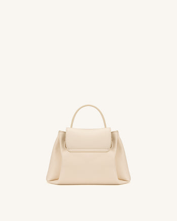 Rhea Small Pebbled Double Buckle Shoulder Bag - White