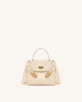Rhea Small Pebbled Double Buckle Shoulder Bag - White