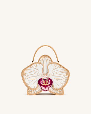 Flora Orchid Shaped Top Handle Bag - Champagne