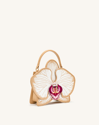 Flora Orchid Shaped Top Handle Bag - Champagne