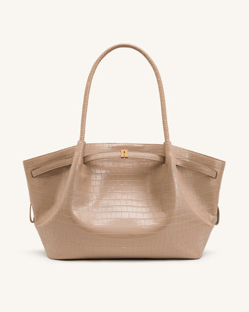 Hana Large Tote Bag - Elephant Grey Croc