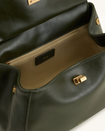Lucia Classic Top Handle Bag - Dark Olive Green