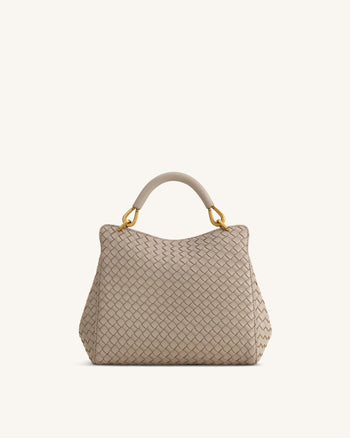 Lucia Classic Woven Top Handle Bag - Mud Gray