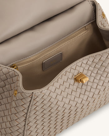 Lucia Classic Woven Top Handle Bag - Mud Gray