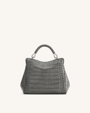 Lucia Classic Top Handle Bag - Grey Croc