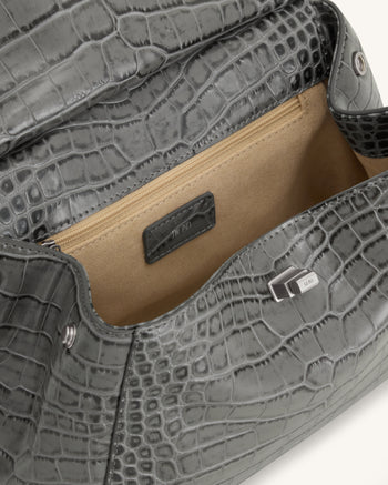Lucia Classic Top Handle Bag - Grey Croc