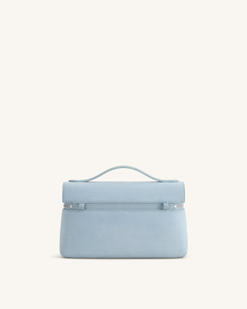 Thea Faux Suede Top Handle Bag - Light Blue