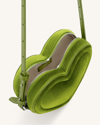 Arlene Velvet Heart Shaped Bag - Green