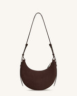 Sharon Faux Suede Crossbody Bag - Coffee Brown