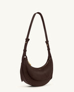 Sharon Faux Suede Crossbody Bag - Coffee Brown