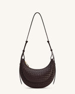 Sharon Woven Crossbody Bag - Coffee Brown