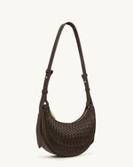 Sharon Woven Crossbody Bag - Coffee Brown
