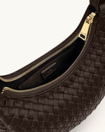 Sharon Woven Crossbody Bag - Coffee Brown
