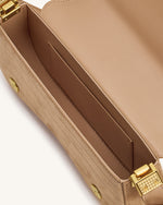 Joy Croc-Embossed Faux Suede Shoulder Bag - Beige