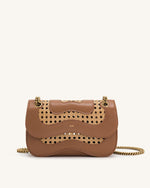 Tina Faux Bamboo Woven Crossbody - Brown