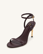 Alivia Gold Metal Heel Sandals - Claret Red