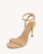 Alivia Gold Metal Heel Sandals - Khaki